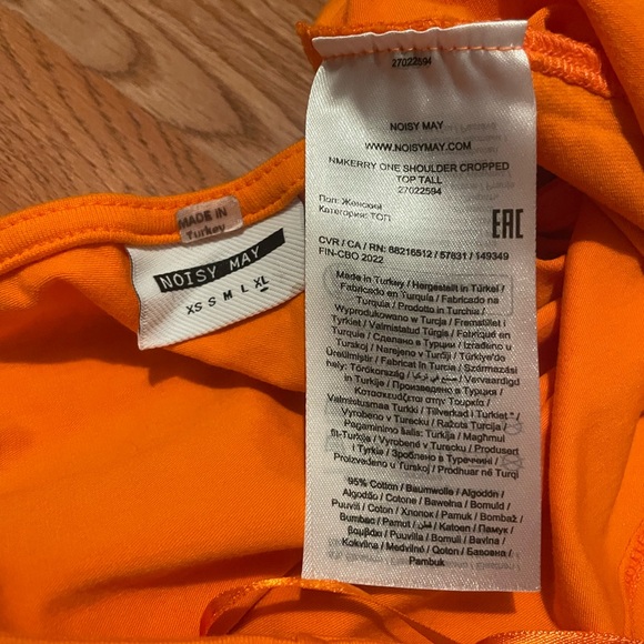 Noisy May Tall One Shoulder Crop Top | Orange | Size XL - Picture 10 of 10